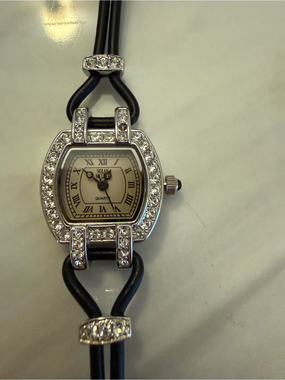 Nolan Miller Silver-Tone Crystal Accent Watch